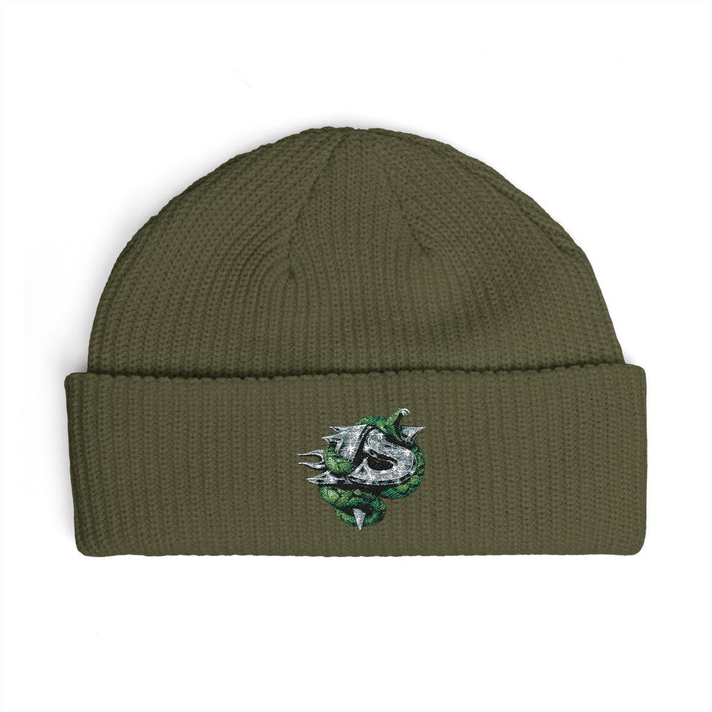 Iron Saint Cuff Beanie — Green snake
