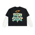 Iron Saint Layered Contrast Sleeve Cotton T-Shirt
