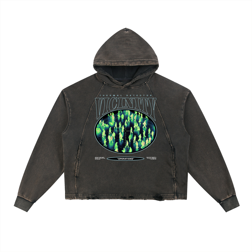 Vintage Washed Frayed-Hem Hoodie