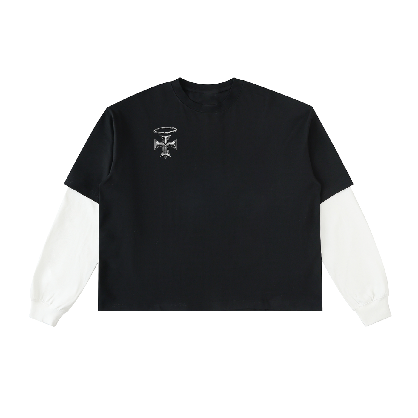 Iron Saint Layered Contrast Sleeve Cotton T-Shirt