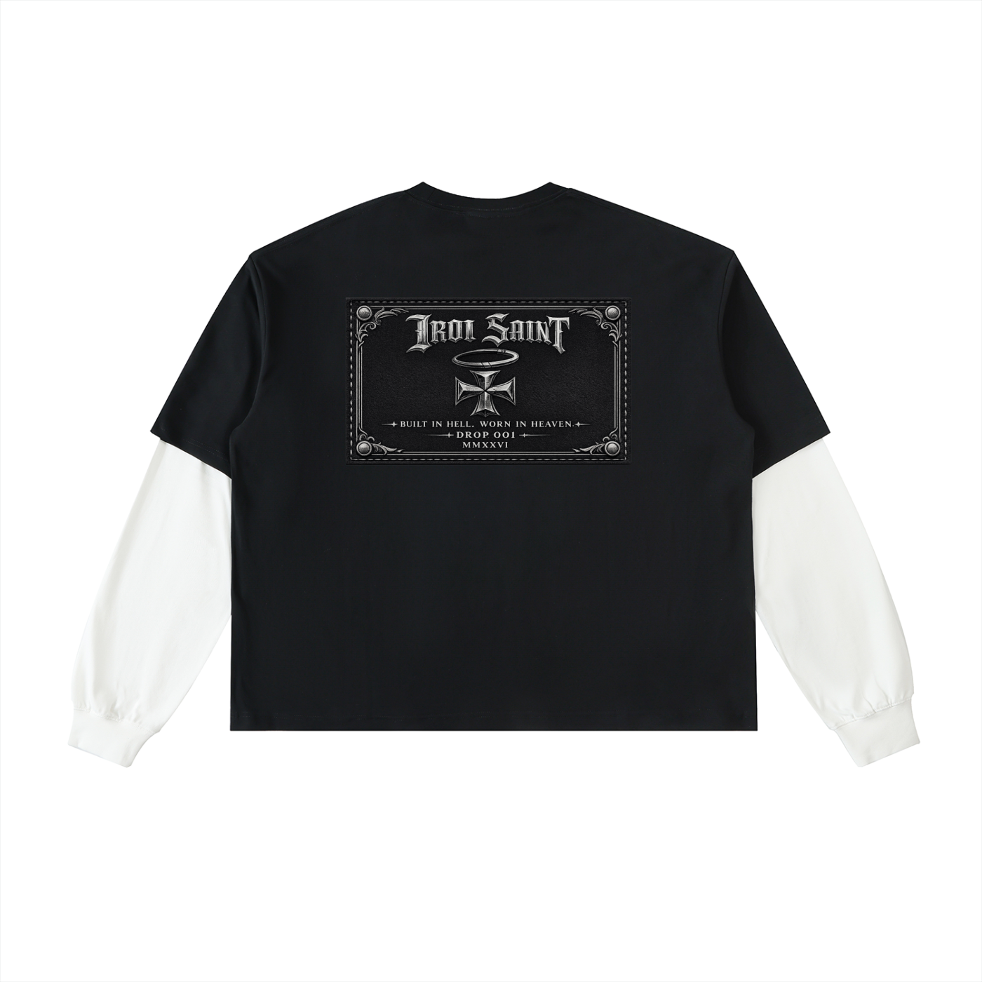 Iron Saint Layered Contrast Sleeve Cotton T-Shirt