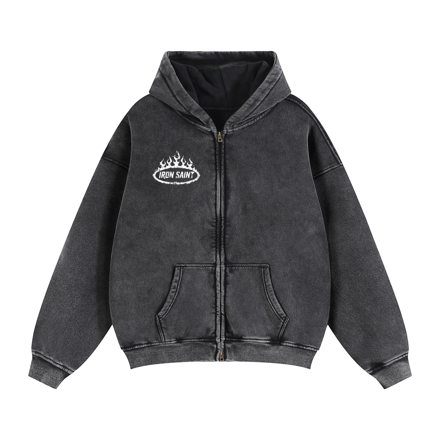 Iron Saint Zip-Through Boxy Fleece Hoodie